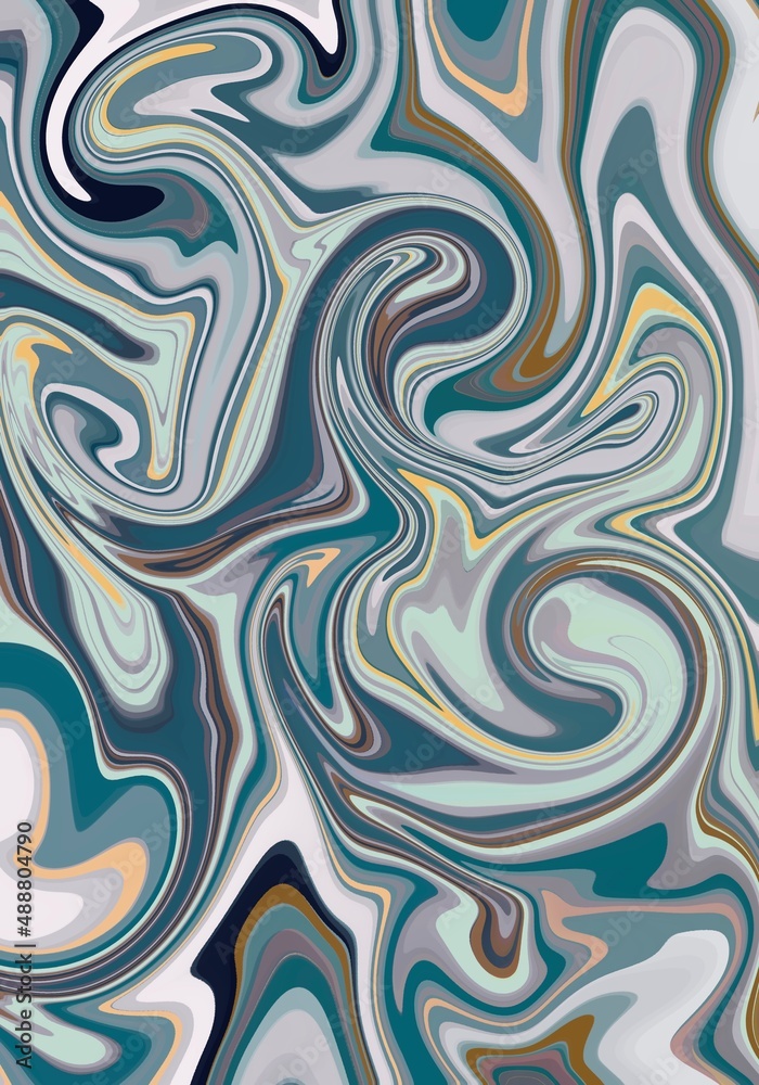Obraz premium Abstract color image. Mixing multicolored paints. Desktop wallpaper. Green and turquoise