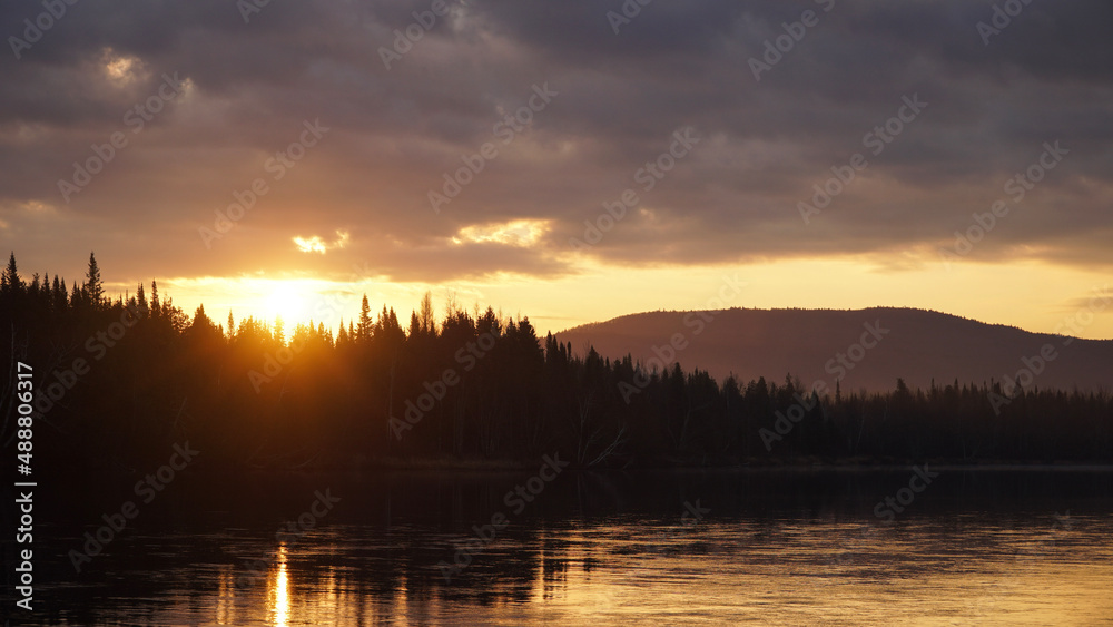 sunset over lake