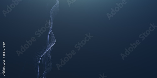 Abstract digital wave technology with flowing particles. Connection dots and lines on dark background. beautiful technology corporate concept background, website landing page background.
