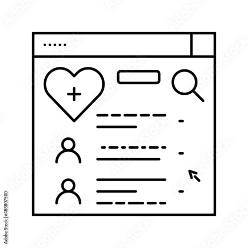 doctor search online web site line icon vector illustration