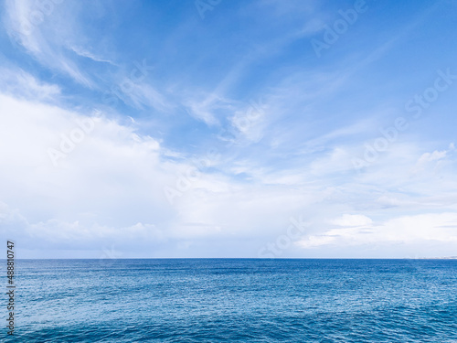 Blue sea horizon, natural sea background 