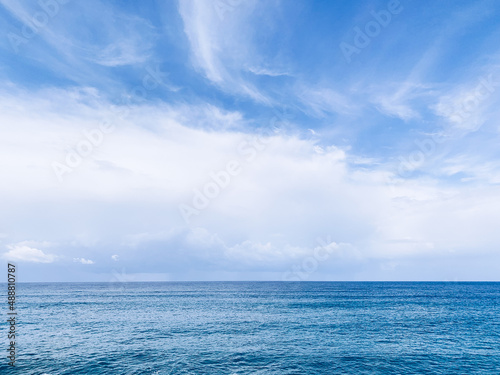 Blue sea horizon, natural sea background 