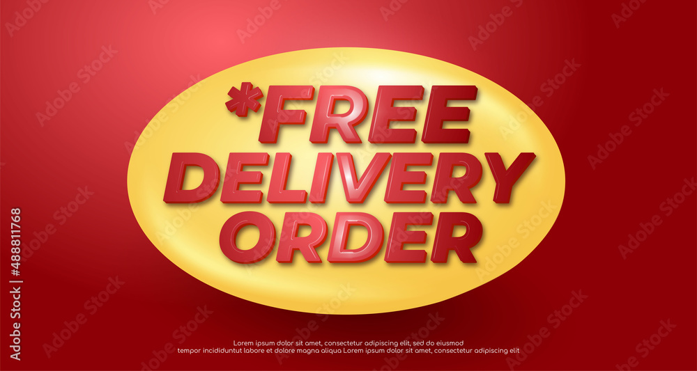 Fototapeta premium Free delivery order text editable illustrator text effect