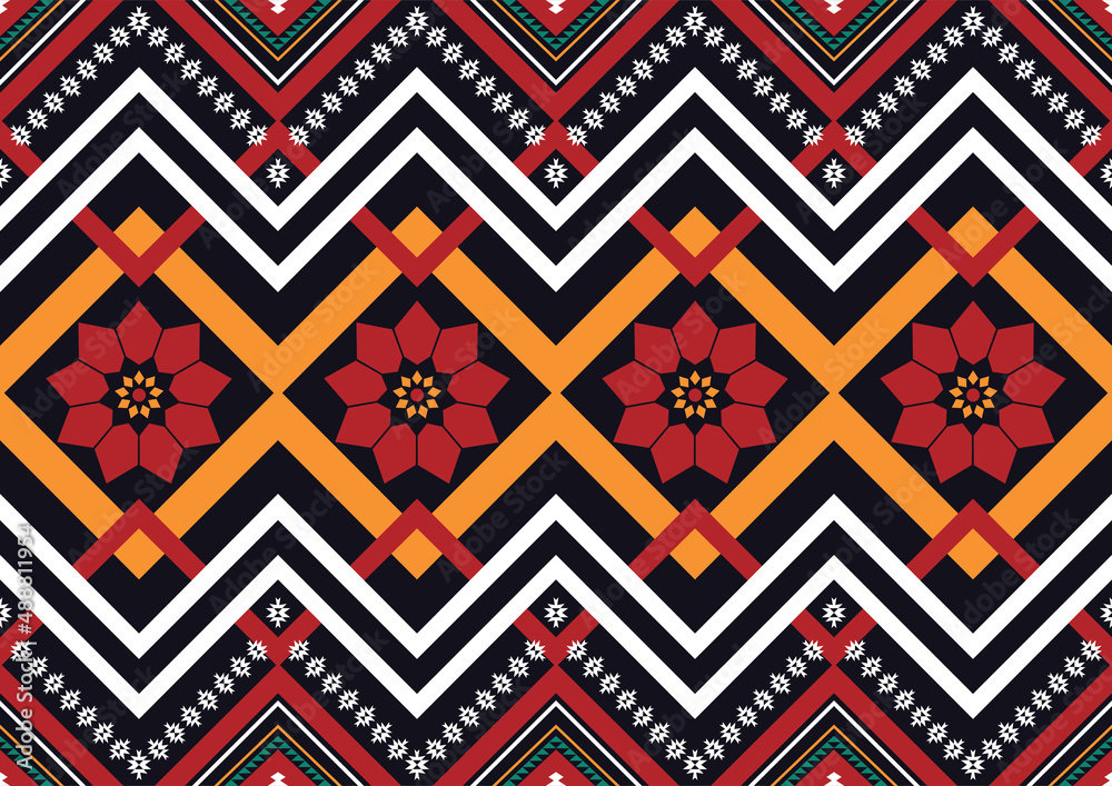 Geometric pattern in ethnic style seamless pattern for background,fabric,wrapping,clothing,wallpaper,Batik,carpet,embroidery style.