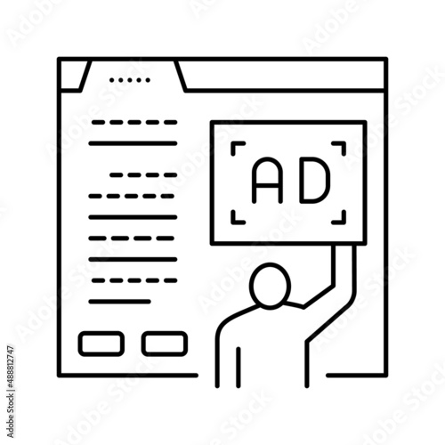 algorithmic ad placement publisher line icon vector illustration