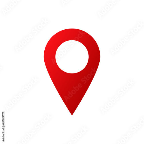 Map pointer red icon with gradient