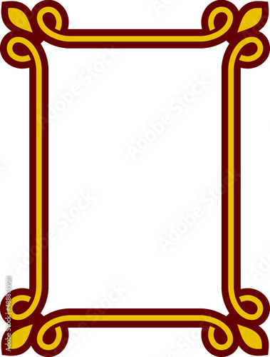 Vector border frame. Red golden yellow background or book page. Simple rectangular billboard, poster, plaque, signboard, sticker, or label 
