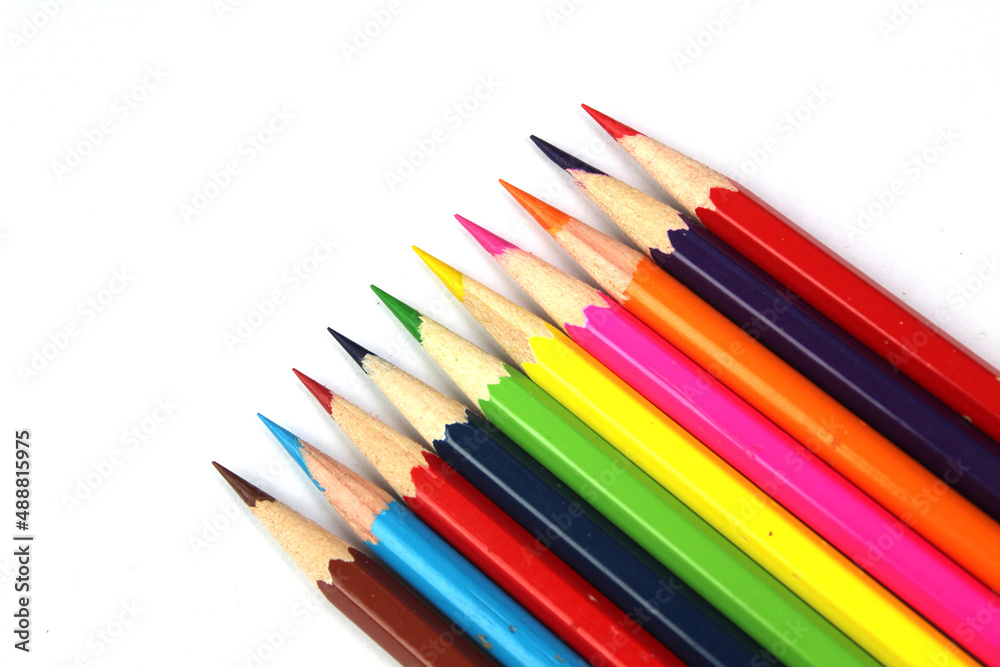 Coloured pencils, still life of artist materials