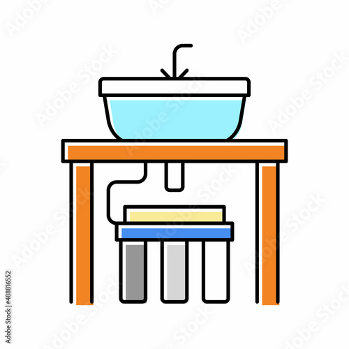 water filter under sink color icon vector illustration