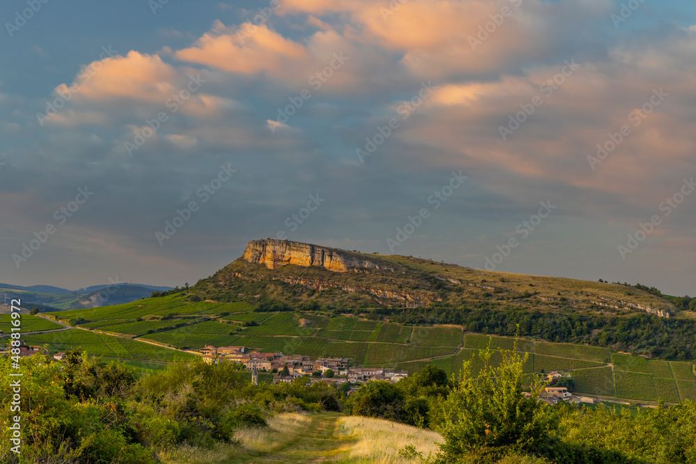 Rock of Vergisson with vineyards, Burgundy,France