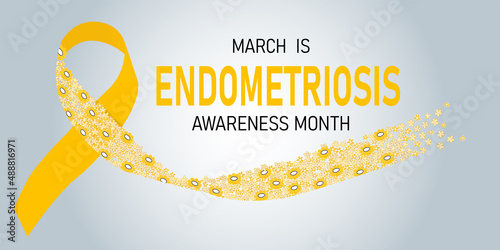 Endometriosis ribbon with flowers. Vector illustration