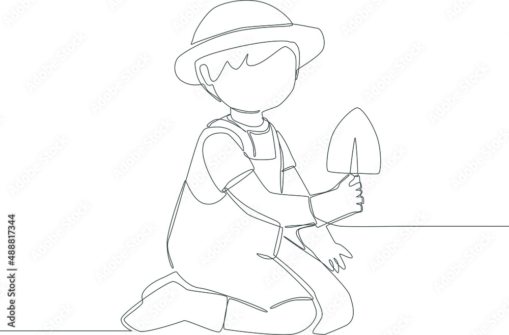 Pict of a woman digging the ground to start farming in black and white background. Gardening and planting vector icons. Garden. Garden tools. Garden activity. Vector illustration.