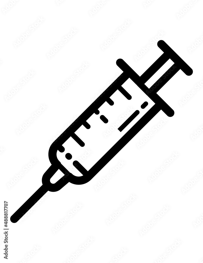 Syringe Vaccine Injection Flat Icon Isolated On White Background Syringe Vaccine Injection Flat Icon Isolated On White Background