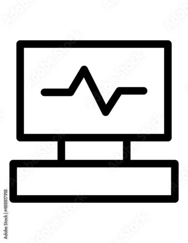 Ecg Flat Icon Isolated On White Background