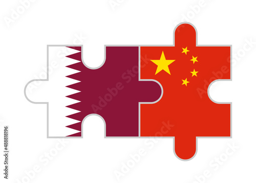 puzzle pieces of qatar and china flags. vector illustration isolated on white background