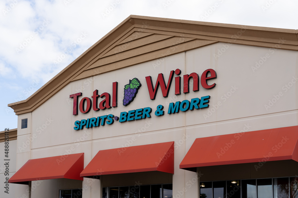 Orlando, Florida, USA - January 5, 2022: Closeup of Total Wine store ...