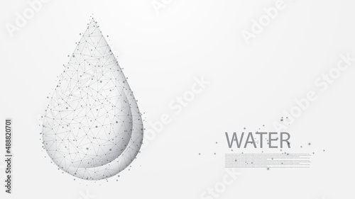 Waterdrop line connection. Low poly wireframe design. Abstract geometric background. vector illustration.