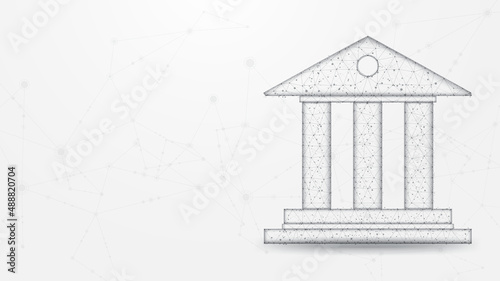 Bank building facade line connection. Low poly wireframe design. Abstract geometric background. vector illustration.