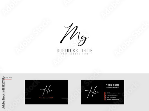 Stylish Luxury MG or gm Letter Initial Logo, Signature g Logo Image and business card design