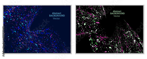 Multicolored paint splashes, smears, dust particles and debris are carried by the wind. A set of two templates. Design template for the design of banners, posters, booklets, covers, magazines. EPS 10