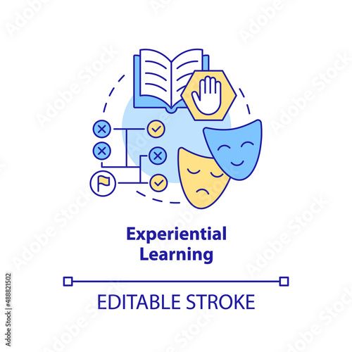 Experiential learning concept icon. Adult education theories and forms abstract idea thin line illustration. Isolated outline drawing. Editable stroke. Arial, Myriad Pro-Bold fonts used