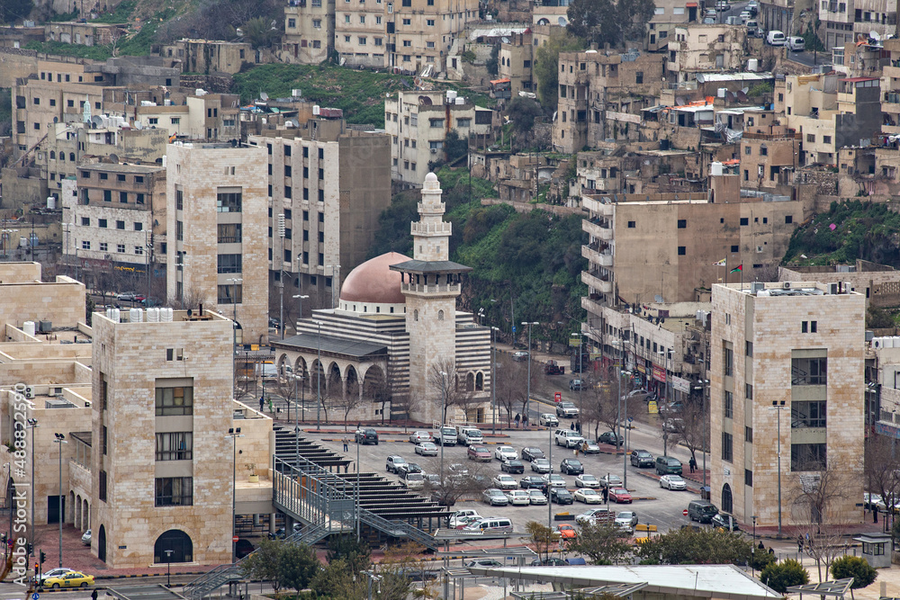 Aerial view of Amman city from the Amman Citadel hill, Jordan