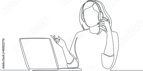 A customer service is explaining to customers about the problem that is happening, costumer service, agent support icon on the web, mobile app, business card etc. Vector illustration.