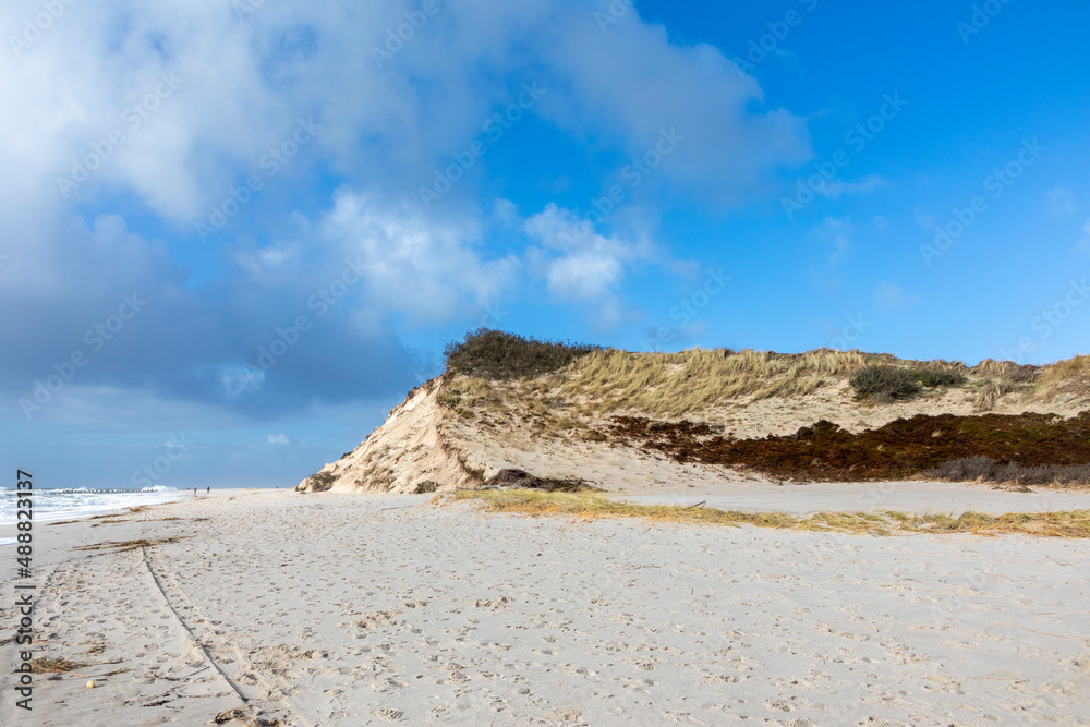 scenic dune landscape with beach at ocean North sea  in Sylt