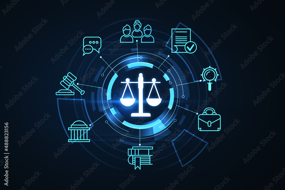 Legal law and order concept illustration. 3d rendering. - obrazy, fototapety, plakaty 