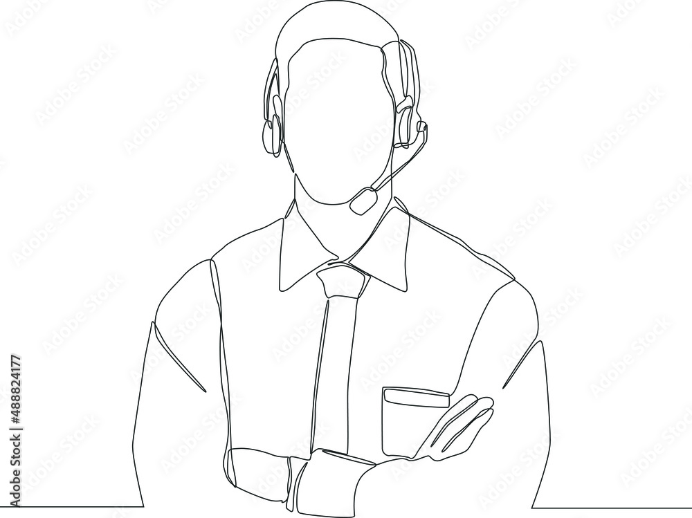 Man with headset icon vector can be used for call center, costumer service, agent support icon on the web, mobile app, business card etc. Vector illustration.