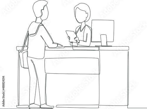 A customer is submitting a complaint to customer service to check the problem, costumer service, agent support icon on the web, mobile app, business card etc. Vector illustration.