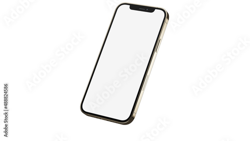 iPhone 12 pro / pro max on isolated white background. White mockup screen. Gold color.