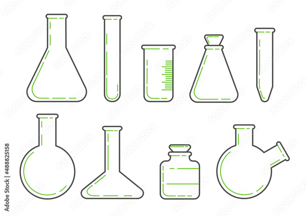 Glass chemical flasks.Equipment for chemic lab.Vector, illustration. Glass chemical flasks.Equipment for chemic lab.Vector, illustration.