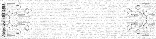 School background in chemistry .Chemical molecular compounds.Handwritten formulas background.Vector illustration.