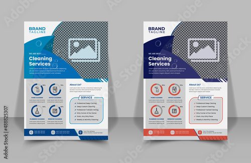 Cleaning service flyer template design set with cleaning service poster layout, banners, poster and leaflets design