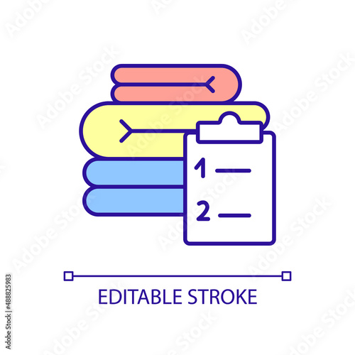 Organizing household tasks RGB color icon. Making list of house chores for children. Housework routine. Isolated vector illustration. Simple filled line drawing. Editable stroke. Arial font used