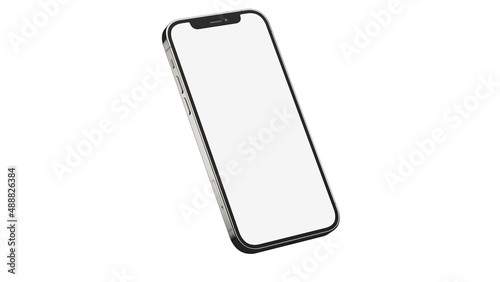 iPhone 12 pro / pro max on isolated white background. White mockup screen. Graphite color. photo