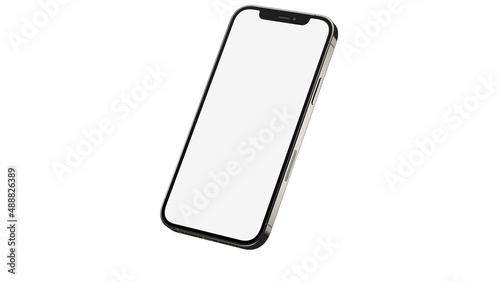 iPhone 12 pro / pro max on isolated white background. White mockup screen. Graphite color.