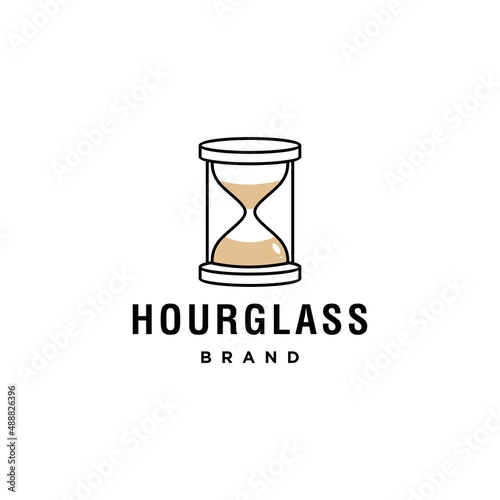 hourglass clock logo icon design in line art style. luxury sand time vector logo design 