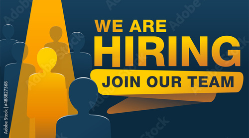 We are hiring banner with people in spotlight