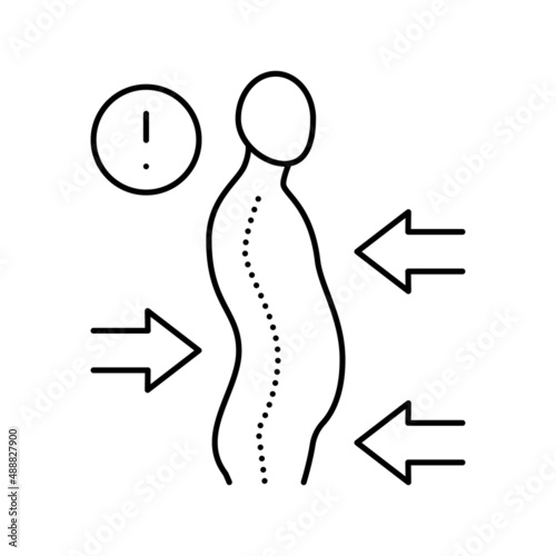 scoliosis disease line icon vector illustration