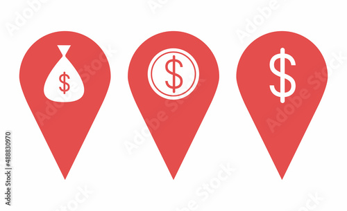 Free Download Map pointer icon set. Pins with different pointers. Economy, money, finance, dollar, coins, money bag, currency, bank. Design elements for games, banner, poster - GFXLoad