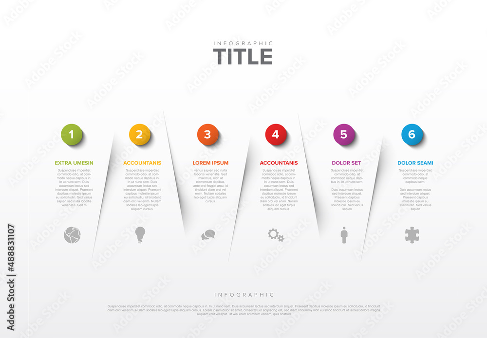 Abstract Vector Infographic Layout with Six Sections Stock Template ...