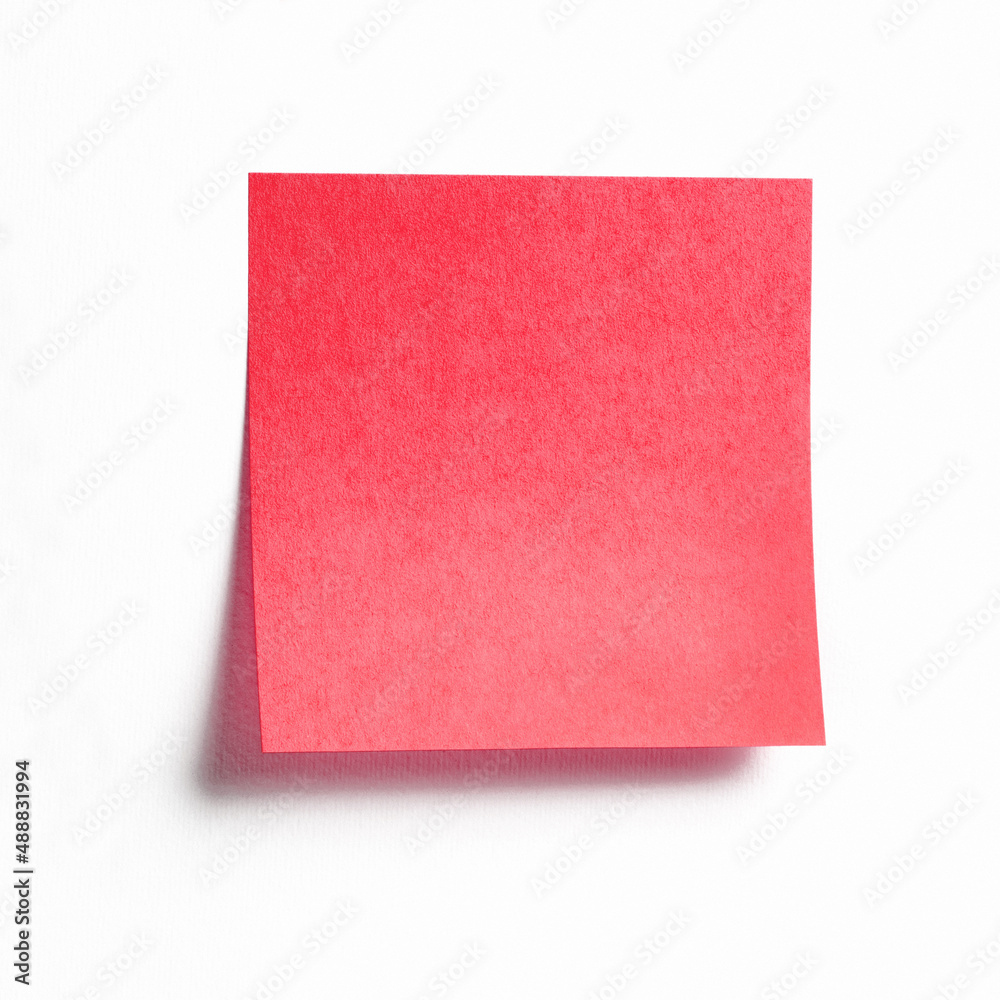 Red sticky note isolated on white background, front view adhesive paper with copy space Red sticky note isolated on white background, front view adhesive paper with copy space