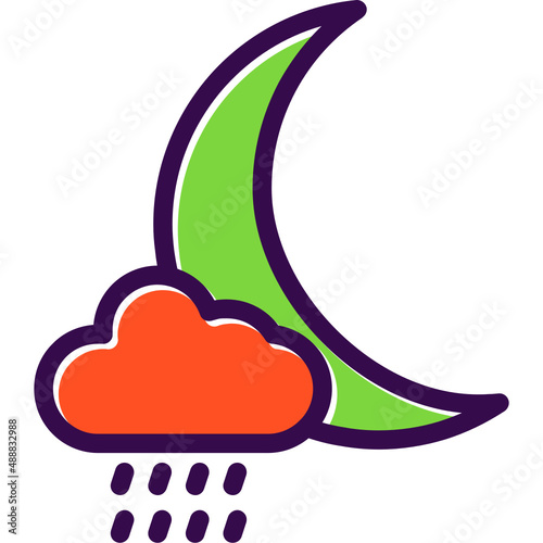 Cloud Moon Rain Icon