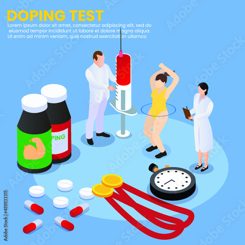 Doping test for gymnastics athlete isometric 3d vector concept for banner, website, illustration, landing page, flyer, etc.