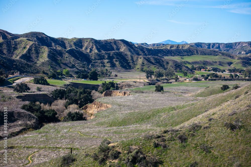 The San Timoteo Canyon in Southern California that Drains the San Bernardino Mountain Watershed as Seen from the Surrounding Hills