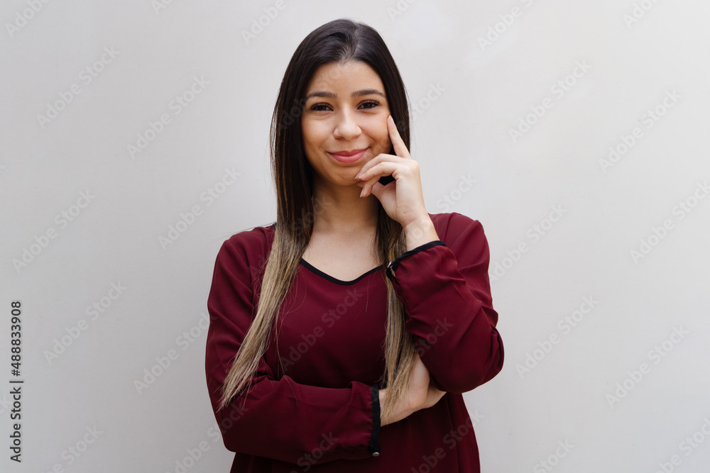 Portrait of a Young Brunette Woman Isolated on White Background for Women's Day Portrait of a Young Brunette Woman Isolated on White Background for Women's Day