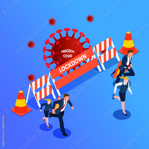 City lockdown due to covid isometric 3d vector concept for banner, website, illustration, landing page, flyer, etc.