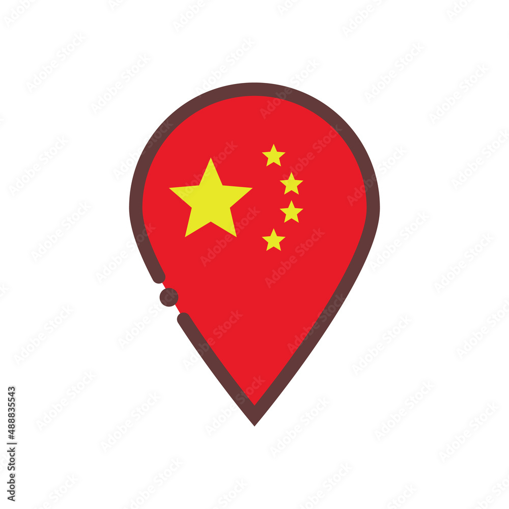 Map pin of Chinese flag. Editable vectors. Map pin of Chinese flag. Editable vectors.